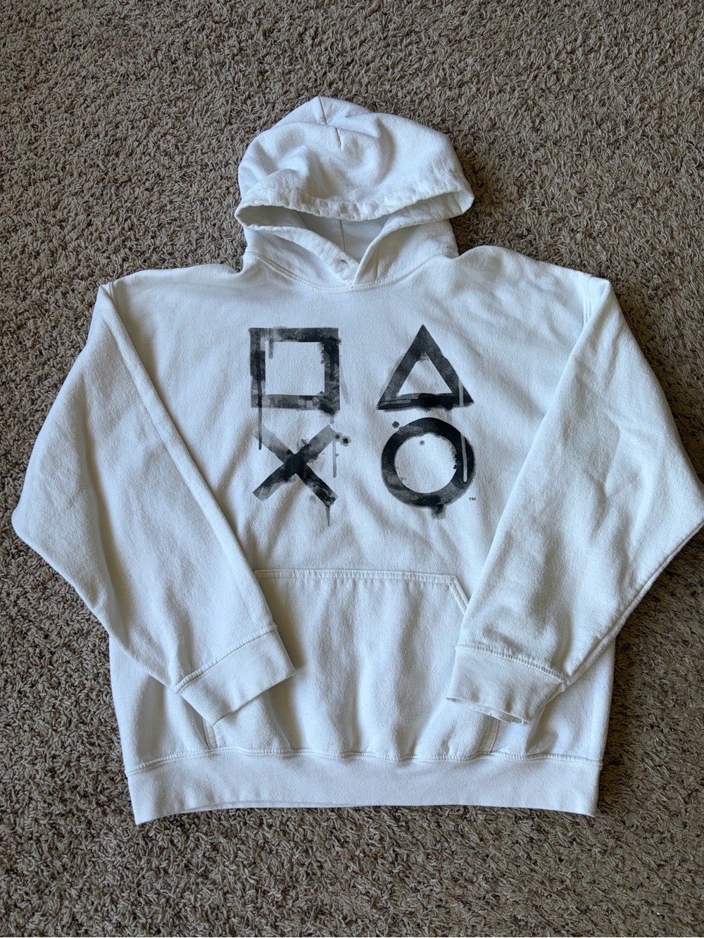 Sony White PlayStation Logo Hoodie - Large